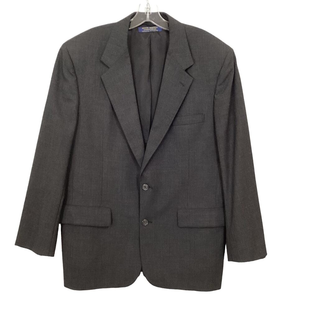 Brooks Brothers Blazer Size 42R 100% Pure Wool Two Button Vented Black Classic